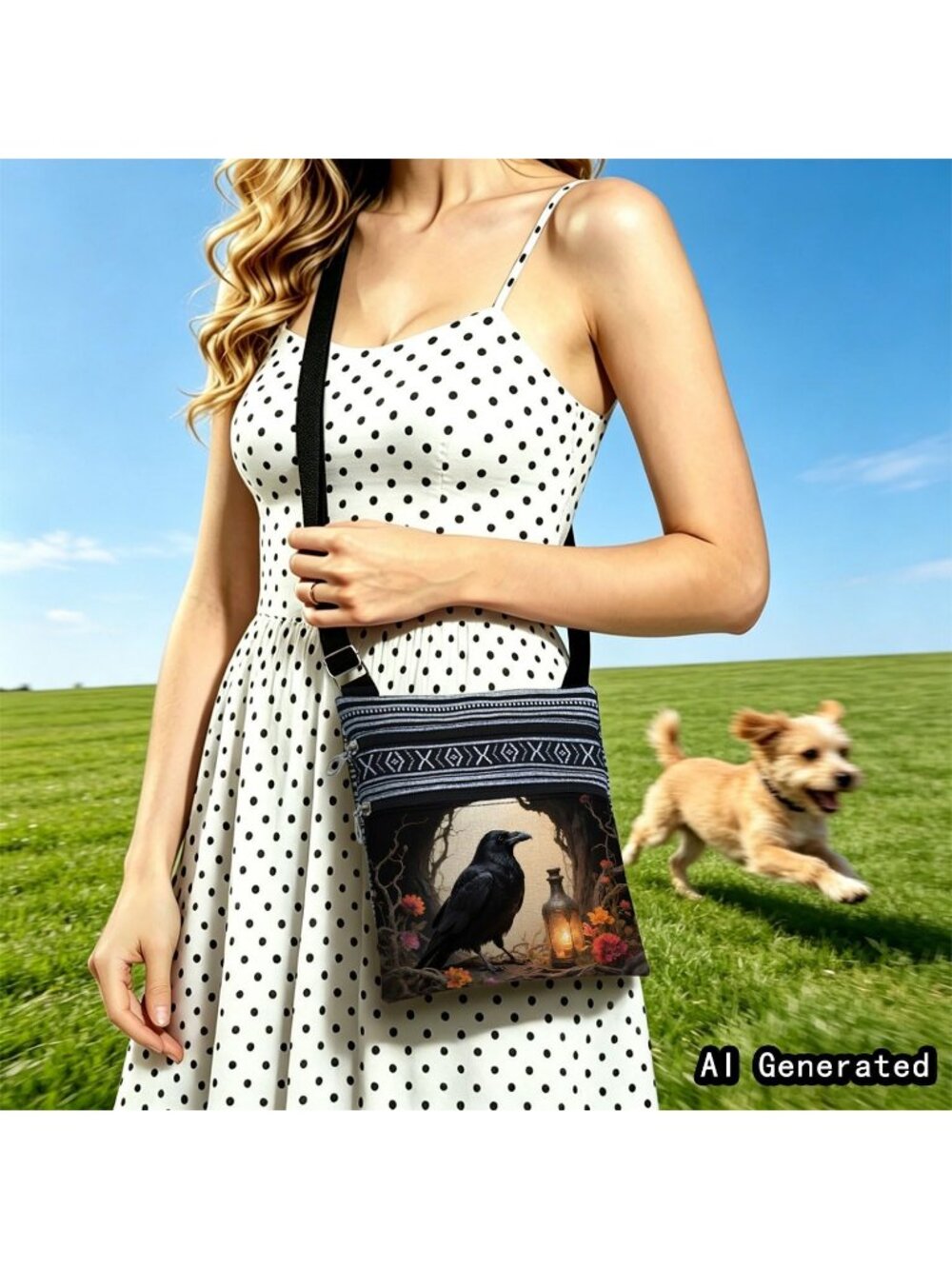 Women's Orange Halloween Pumpkin Bat Goth Skull Witch Crossbody Shoulder Bag - Picture 7 of 7